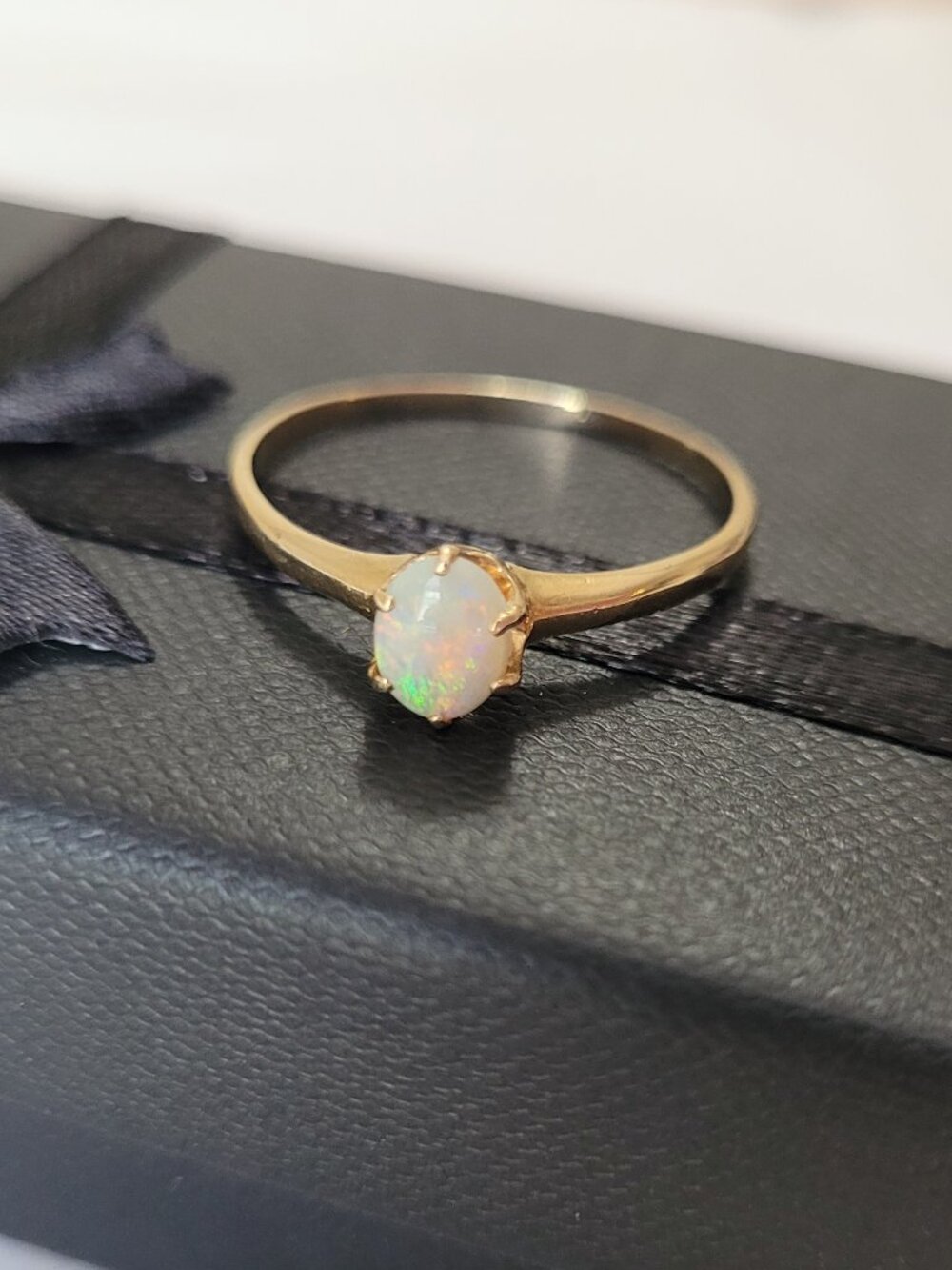 Vintage Gold Opal Ring 10k Womens October Birthstone Size 9 1/2